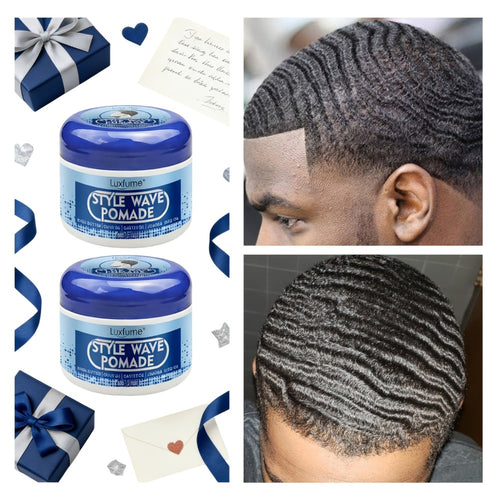 Wave Pomade Strong Hold & Edge Control 3.18oz - Luxfume Non-Greasy Hair Styling Cream with Natural Botanical Extracts, Easy Wash Out, All Hair Types, 2pcs