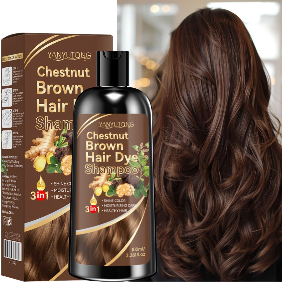 3.38oz Hair Dye Shampoo, Natural Plant Pigments, Safe for Hair, Quickly Covers Gray Hair, Available in Black, Brown, and Chestnut Brown, Halloween Gift, Christmas Present, Holiday Present, Quick Cover Gray, Vibrant Colors, Easy Application, Gentle