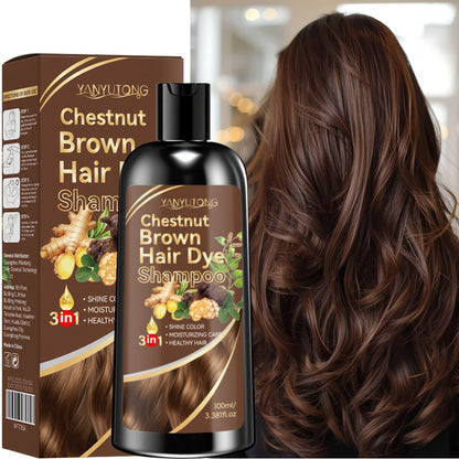 Hair Dye Shampoo Natural Plant Pigments – Covers Gray Hair Fast | 3.38oz Travel Size in Black, Brown & Chestnut Brown | Gentle, Moisturizing Color Shampoo