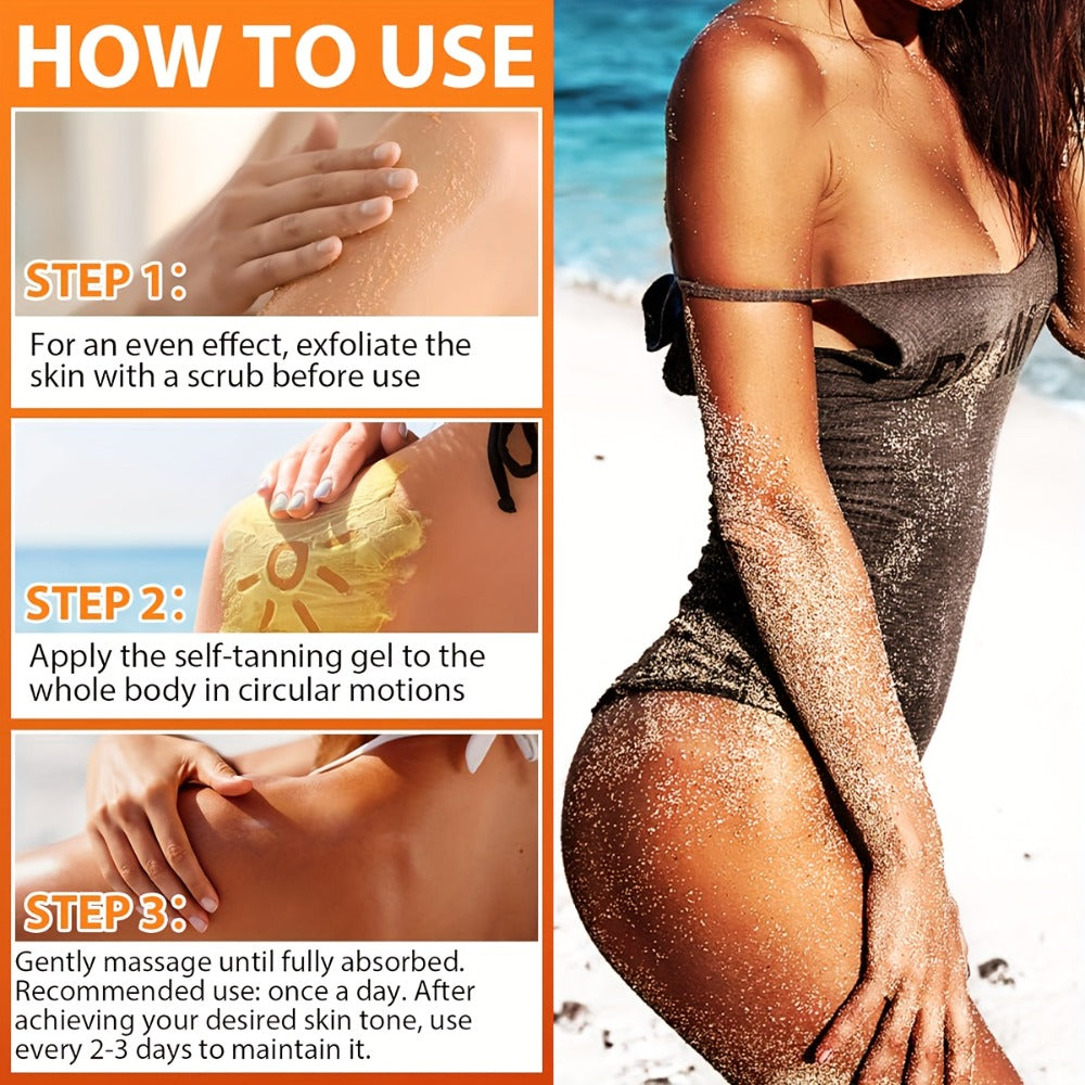 Self Tanning Cream 200ml Streak-Free Natural Glow with Glycerin & Coconut Moisturizing Fake Tan Lotion for All Skin Types Dry Skin Beach Outdoor Year-Round Tan Low-Allergy