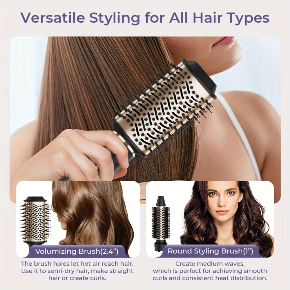 6-IN-1 Multi-Functional Hot Air Comb, Negative Ion Hair Dryer Brush And Styler, 110, 000 RPM High-speed, Frizz-free Hot Air for Rapid Drying, Air Styling Comb, Curling Iron, Straightener, Auto-winding Curling Rod, Foldable Handle, with A Storage Bag