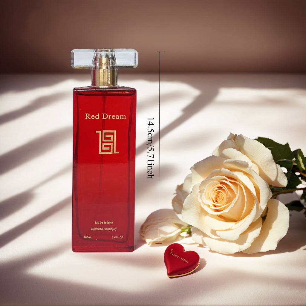 3.4fl.oz Women'S Luxury Perfume - Long-Lasting Floral Scent, Elegant Red Liquid Perfume with Golden & Heart-Shaped Accent, Travel-Friendly Spray for Day to Night Wear, Perfect Gift for Women, Fresh & Sophisticated Fragrance for On-the-Go Use