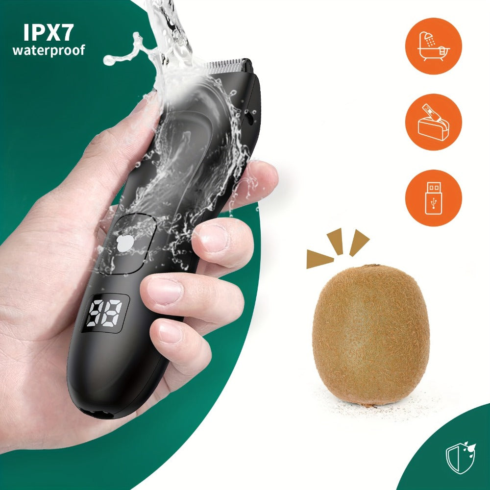 Ball Trimmer For Men - IPX7 Body Hair Trimmer, Ceramic Blade, LCD Battery Display, Replaceable Blade Head, Electric Groin & Pubic Shaver ES030