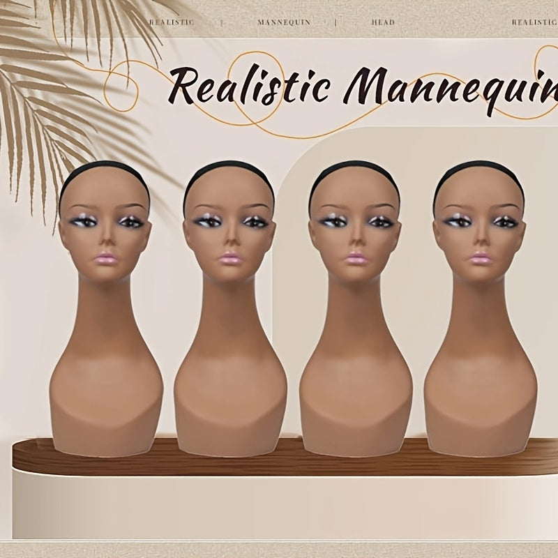 4pcs Female Mannequin Heads Suitable for Wigs, Hats, Necklace Display - Dolls for Salon, Beauty, Retail Store, Wig Shop - Wig Stand for Hairstyle Showcase & Training Practice
