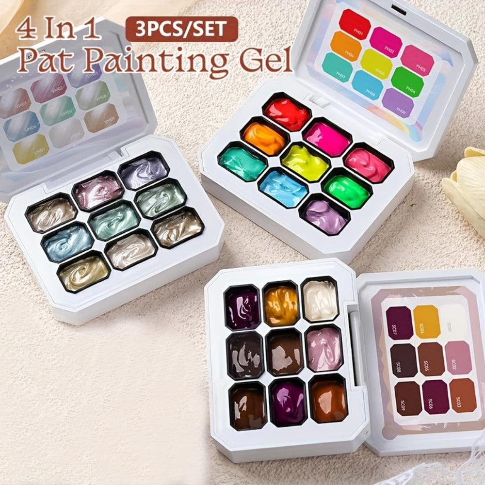 UR SUGAR 3pcs 4IN1 Pat Ombre Gel Nail Polish Easy Gradient Painting Gel For French Nail Manicure Solid Varnishes Paint Art Gel