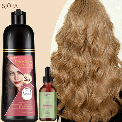 Hair Color Dyeing Shampoo 3-in-1 — Plant Squalane & Glycerin Formula | Colors, Conditions & Cleanses in One Wash | 10 Shades | Easy At-Home Hair Coloring