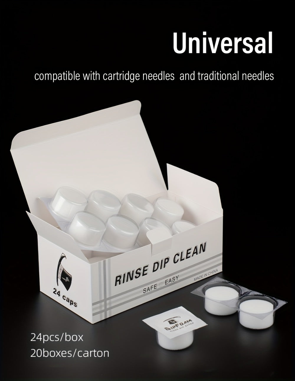 24pcs ProTat Tattoo Needle Dip Clean Cups - Foam Liner Design for Safe & Thorough Cleaning, Use with Cartridge & Traditional Needles, No Odor, Non-Electric, Gentle on Needles to Prevent Damage, Tattoo Needle Cleaner