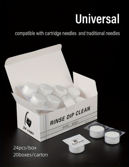 Tattoo Needle Dip Clean Cups 24Pcs Foam Liner Design Odorless Safe Cleaning for Cartridge & Traditional Needles Non-Electric Gentle Tattoo Needle Cleaner