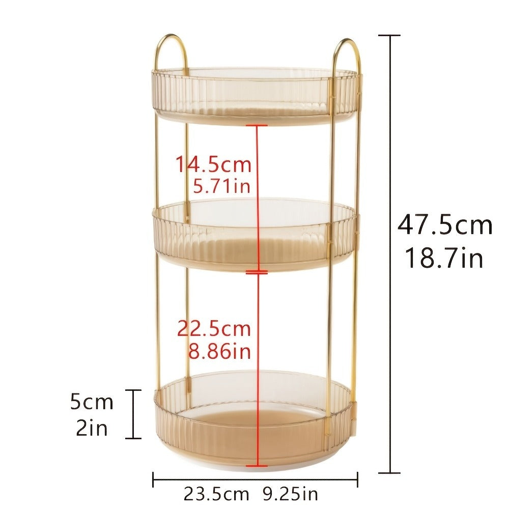 Dresser 360 Swivel Makeup Organizer, 3 Tier Bathroom Countertop Organizer Swivel Perfume Organizer, Large Capacity Cosmetic And Skincare Dresser Makeup Racks