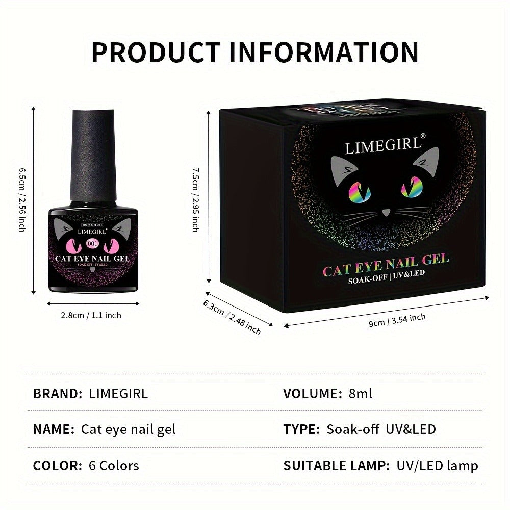 Cat Eye Magnetic Gel Nail Polish 0.27oz - Holographic Chameleon Flash Gel, Semi-Permanent Magnetic Sand Effect for Salon & Home Nail Art, UV LED Gel Varnish