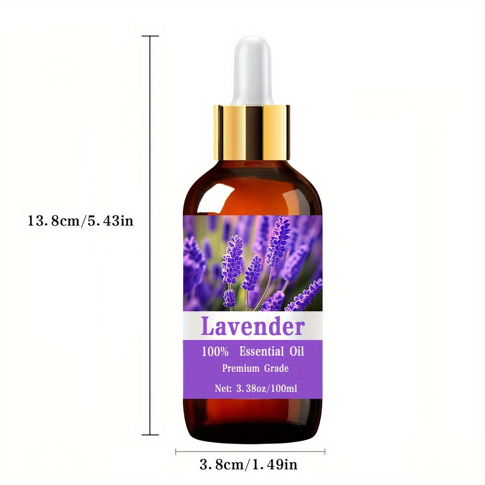 Lavender Essential Oil, 100ml/3.38fl.oz, 100% Pure Care Grade for Nail, Hair & Skin Care, Massage, Moisturizing Massage Essential Oil for Men & Women, Meditation Gift, Perfect Christmas Gift