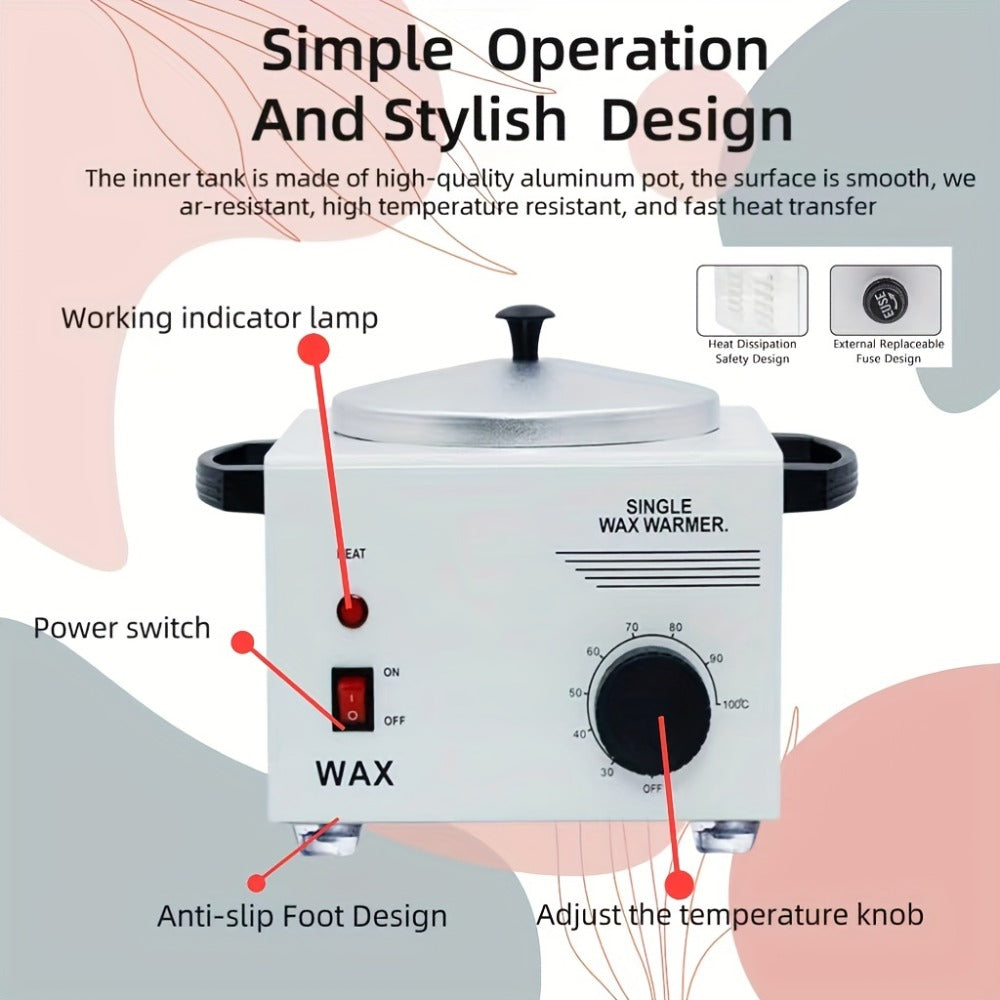Wax Heater Warmer Electric Hot Facial Skin Hair Removal Pot SPA Tool Salon Adjustable Temperature Single-Wax Warmer(US)