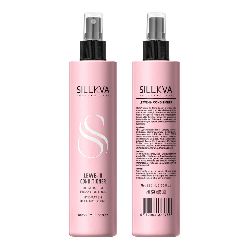 Leave-In Conditioner Spray & Detangling Hair Brush Set - Anti Frizz Smoothing Moisturizing with Glycerin Tames Tangles for All Hair Types Women Men