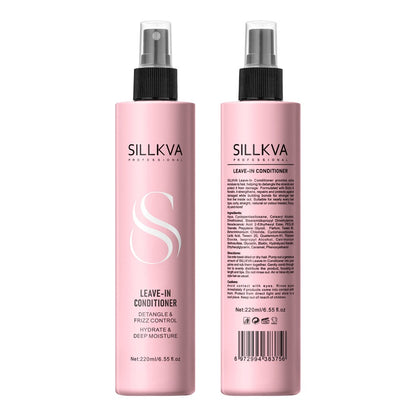 Leave-In Conditioner Spray & Detangling Hair Brush Set - Anti Frizz Smoothing Moisturizing with Glycerin Tames Tangles for All Hair Types Women Men