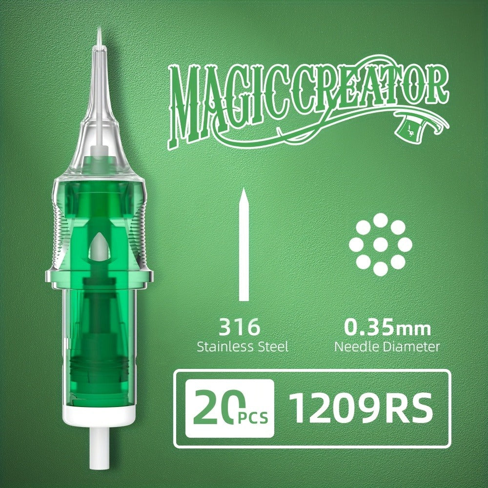 A Set of 20 Disposable Tattoo Needles for Magicians, Featuring High Transparency, Adjustable Lines, Various Gauges, Excellent Rigidity, Lasting Sharpness, And Ample Ink Capacity, Perfect for Both Professional Tattoo Artists And Novices