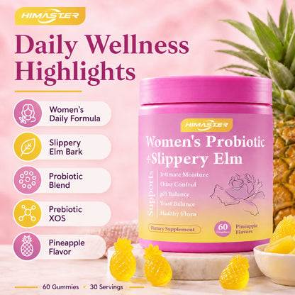 Women's Probiotic Gummies 60-Count Hawaiian Pineapple Flavor | All-in-One Vaginal Health pH Balance & Feminine Wellness | Natural Probiotic Supplement for Active Women