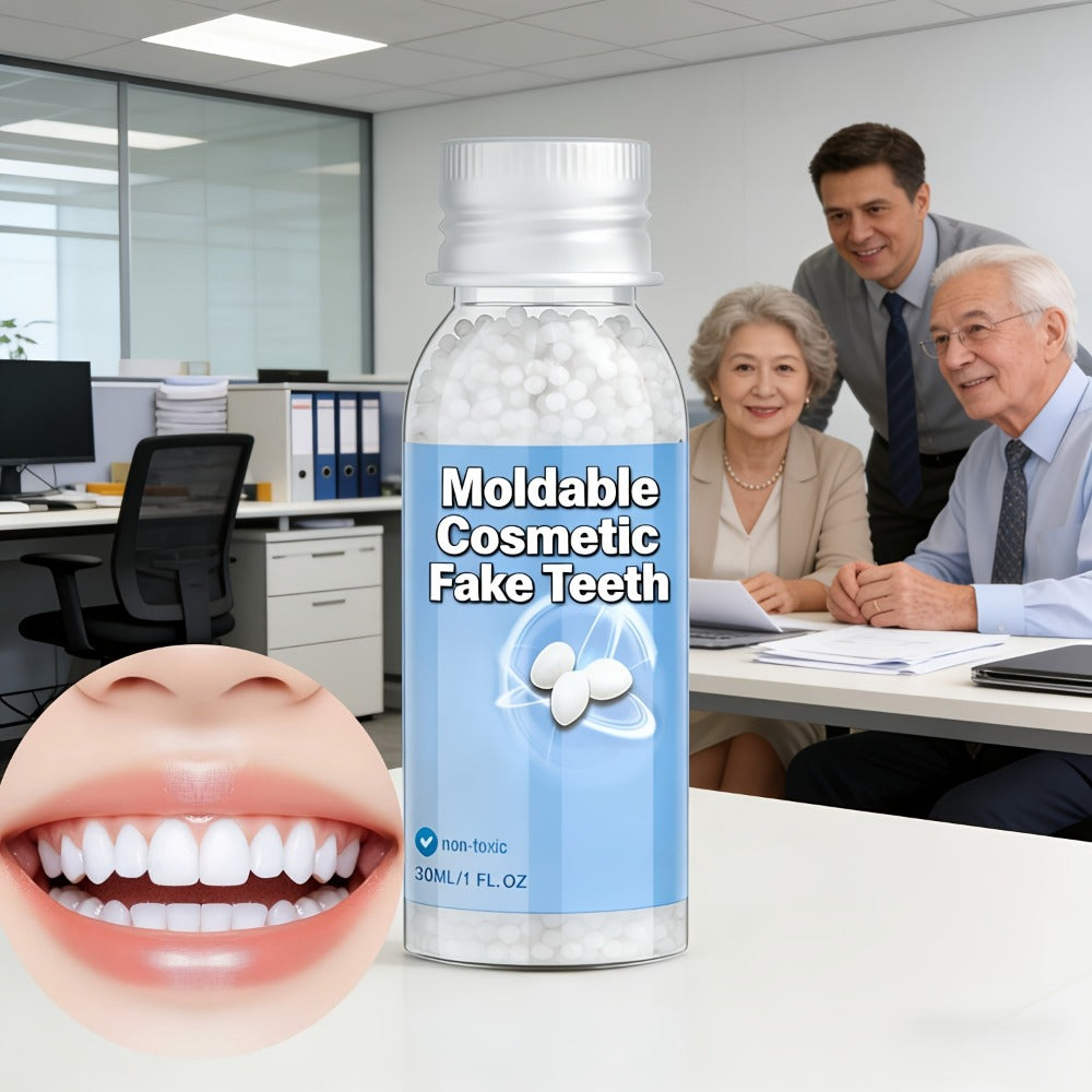 Moldable Cosmetic Fake Teeth - Decorating Teeth Defects, Smile Enhancement Decor, Adjustable And Easy to Use, Secure Fit, You Can Eat with It, Natural-Looking Unisex for Adults And Seniors, for Christmas/New Year Gifts (Not for People with No Teeth)