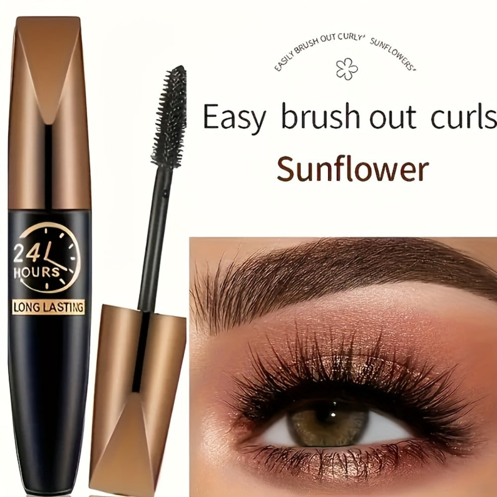 Mascara 8D Fiber Volume & Lengthening Smudge-Proof Waterproof Lash Enhancer, Long-Lasting Black Mascara Set with Eyeliner Pencil, Luxury Beauty Gift for Her