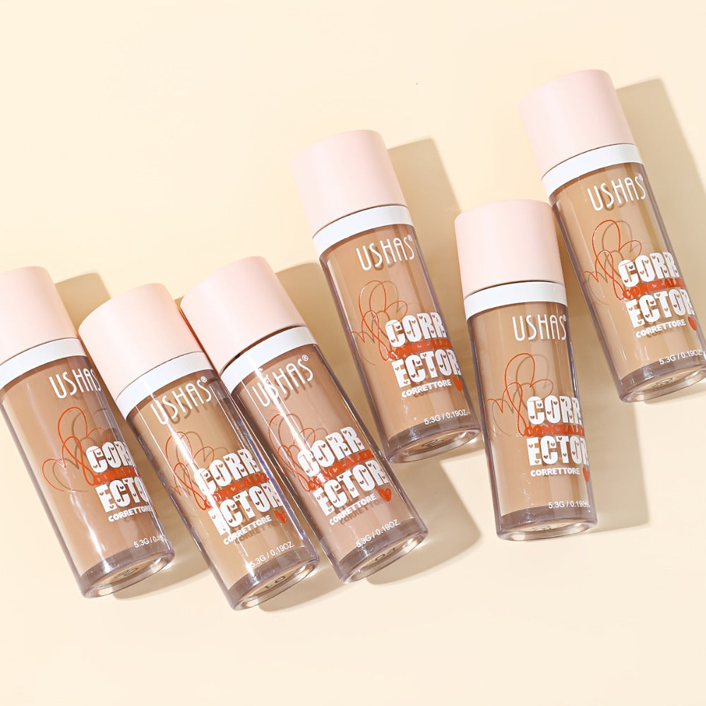 USHAS Liquid Concealer - 12 Shade Range, Full-Coverage Waterproof & Buildable Coverage, Self-Applying Applicator Brush Tip, Long-Lasting Non-Cakey Formula for Sensitive/Combination/Oily Beige - Instantly Cover Dark Circles,, Blemishes
