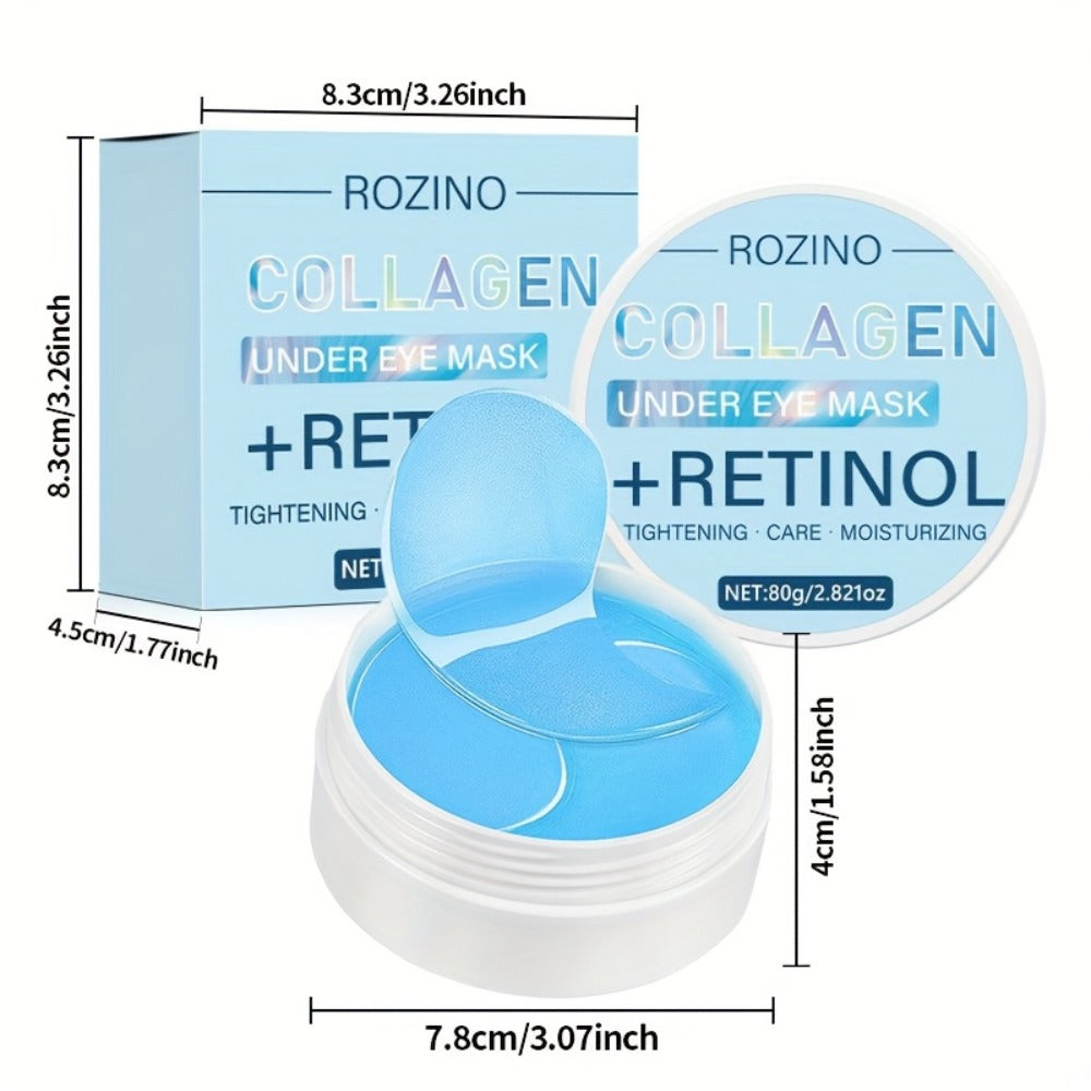 Retinol Collagen Eye Mask 60pcs 80g - Firming Under Eye Patches for Dark Circles, Puffiness & Sagging, Deep Moisturizing Anti-Aging Eye Pads for All Skin Types