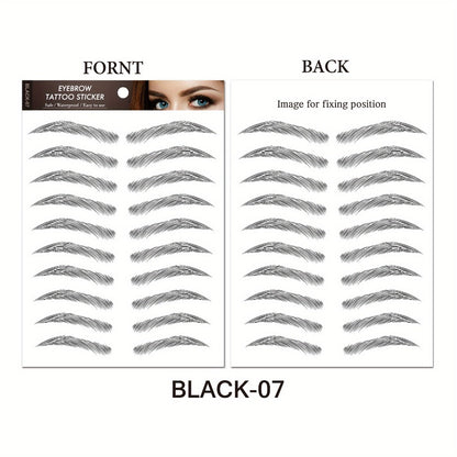Eyebrow Tattoo Stickers 6D Waterproof Sweat-Proof 8 Pcs, Natural Look Realistic Eyebrow Temporary Tattoos Quick Apply for Women Girls, Semi Permanent Eyebrow Stamp Stencil