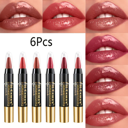 Crayon Lipstick Set 6 Pack Glossy Moisturizing Lip Color – Long-Lasting Nourishing Formula, Easy Apply Lip Crayon for Women & Girls, All Skin Types, Versatile Shades for Everyday & Date Night