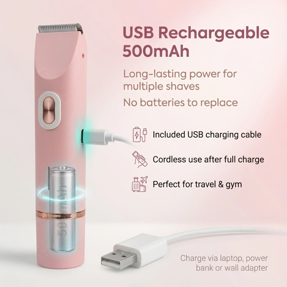 1pc Dual-Head Electric Hair Trimmer for Women, Rechargeable Lithium Battery, USB Charging, Multipurpose Bikini Razor and Face Shaver for Arms, Thighs, Body with Rechargeable Lithium Battery, USB Charging, for Ideal New Year Gift