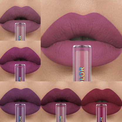 Lip Glaze Set Matte Liquid Lipstick 6pcs - Long-Lasting Non-Sticky Non-Drying Colorfast Lip Tint with Natural Scent for Defined Contoured Lips Everyday Makeup