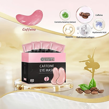 Caffeine Eye Mask 25 Pcs - Under Eye Patches with Collagen Hyaluronic Acid & Glycerin for Dark Circles Puffiness & Moisturizing - Korean Skincare Eye Pads for Women Men All Skin Types