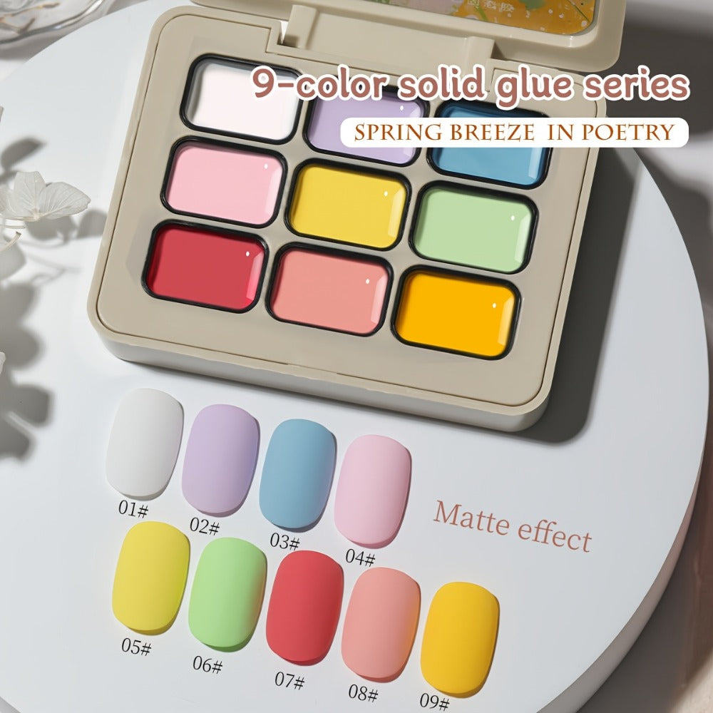 MORDDA 9pcs Gel Nail Polish Set, Chic Breeze Solid Gel Polish Kit, UV LED Soak-Off Nail Gel, High Saturation Creamy Texture, Long-Lasting Shimmer, With Alcohol-Free Formula For Salon And DIY, Ideal For Christmas And Festive Gifts