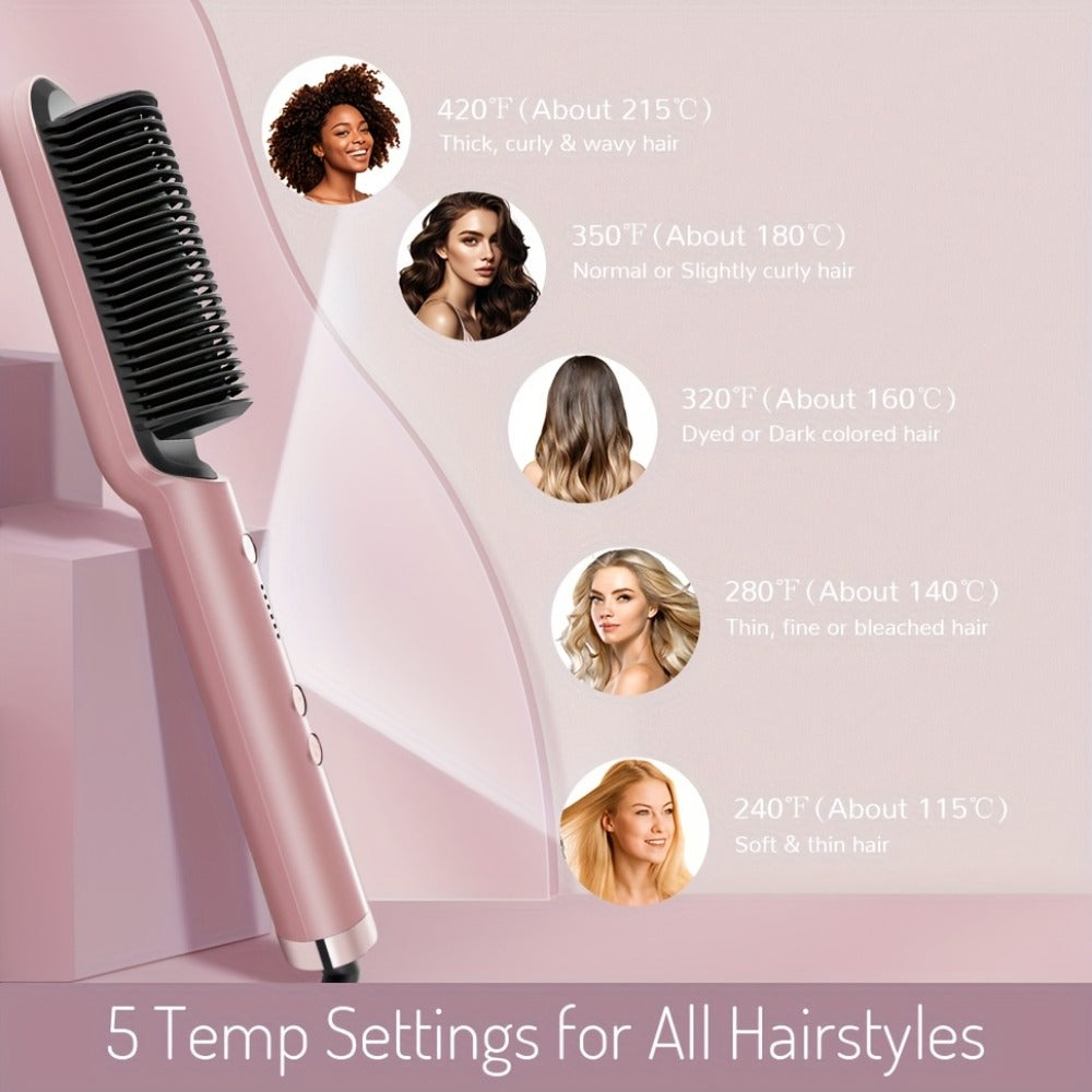 Straightening Comb And Curling Iron Set, Hair Curler, Hair Straightening Brush Flat Iron for Women, Anti-Scald, Quick, Precise Temperature Control, Auto Shuts Off, Suitable for Home, Office And Travel, Gifts for Birthday, Wow Hair Products