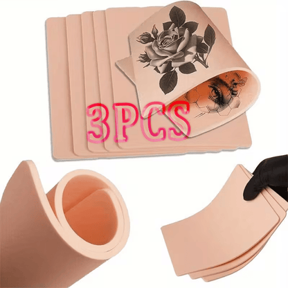 Tattoo Practice Skin Silicone — Double-Sided Flexible Fake Skin, 1mm Thickness, Simulates Real Skin Curvature, for Tattoo Artists & Beginners, Eyebrows & Lips PMU Training