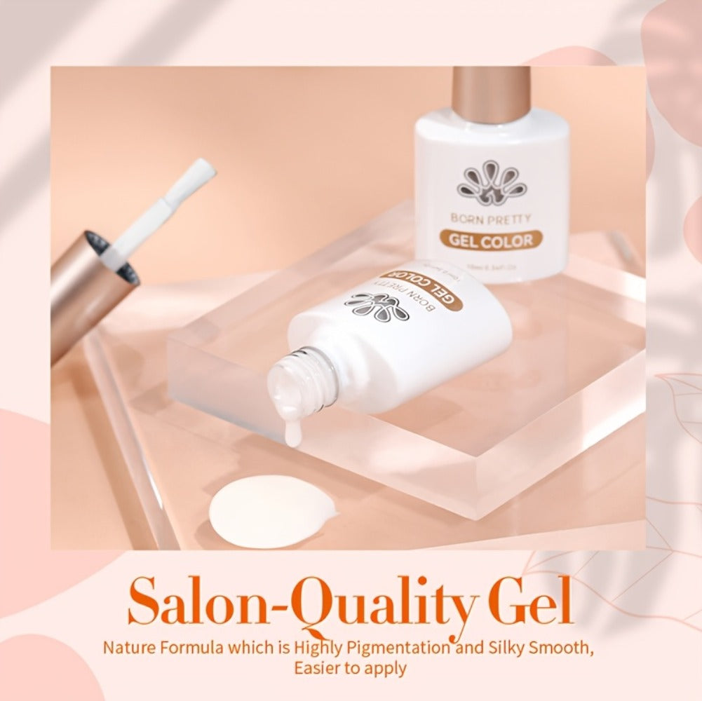 BORN PRETTY Milky White Jelly Nude Gel Nail Polish 0.34oz White Translucent Soak Off Gel Vernis Semi Permanent Need Light