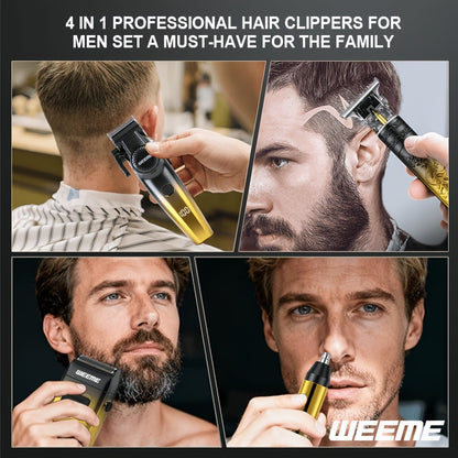 Men's Grooming Kit Electric Shaver Beard Trimmer Nose Hair Trimmer USB Rechargeable 4-Piece Set with 8 Guide Combs Hair Clipper System Gift for Dad Boyfriend Husband Holiday Travel