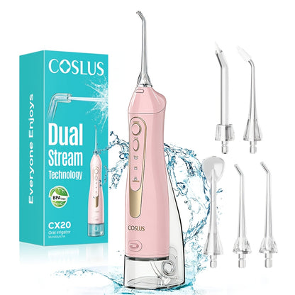 Cordless Water Flosser Portable Oral Irrigator, Rechargeable Electric Teeth Cleaner with Travel-Ready Design, Deep Gum & Teeth Cleaning, Compact 300ml Tank, Available in Black, White & Pink