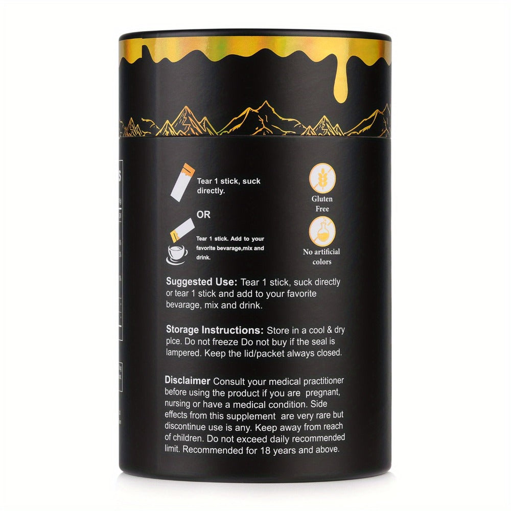 Himaster Shila Honey Sticks, 30 Sticks 1 Bottle Easy to Consume, Shila for Support, Vitality, 85+ Trace Minerals, 75%+ Fulvic Acid for Men & Women Himalayan Shila Sticks with Honey & Saffron