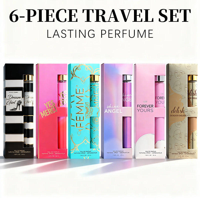 6-Piece Travel Set, Women's Eau De Parfuma Spray, Long Lasting Fragrance, 6 Different Flavor, Perfect For Holiday Gifts, Dating, Daily Life, Parties, 1.18 Fl Oz/bottle