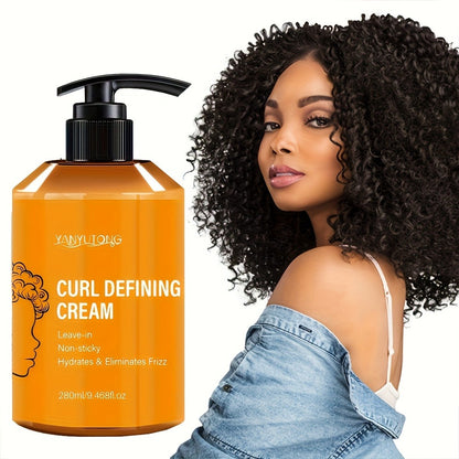 Curly Hair Styling Cream with Moroccan Argan Oil - Moisturizing Curl Definer for Wavy, Coily & Latin Curls, Long-Lasting Volume, Frizz Control, 280ml