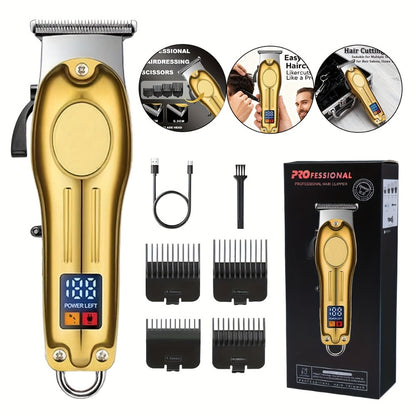 Cordless Hair Clipper Set for Men & Women — Professional Wireless Barber Clippers, T-Blade Trimmer, Powerful Motor, Steel Blades, Adjustable Taper Lever, LED Screen, Rechargeable, Home & Travel Grooming