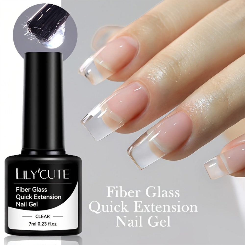 Fiberglass Construction Gel Nail Polish 3pcs - Clear Fiber Glass Gel for Nail Extension & Broken Nail Repair, UV LED Soak-Off Builder Gel Varnish