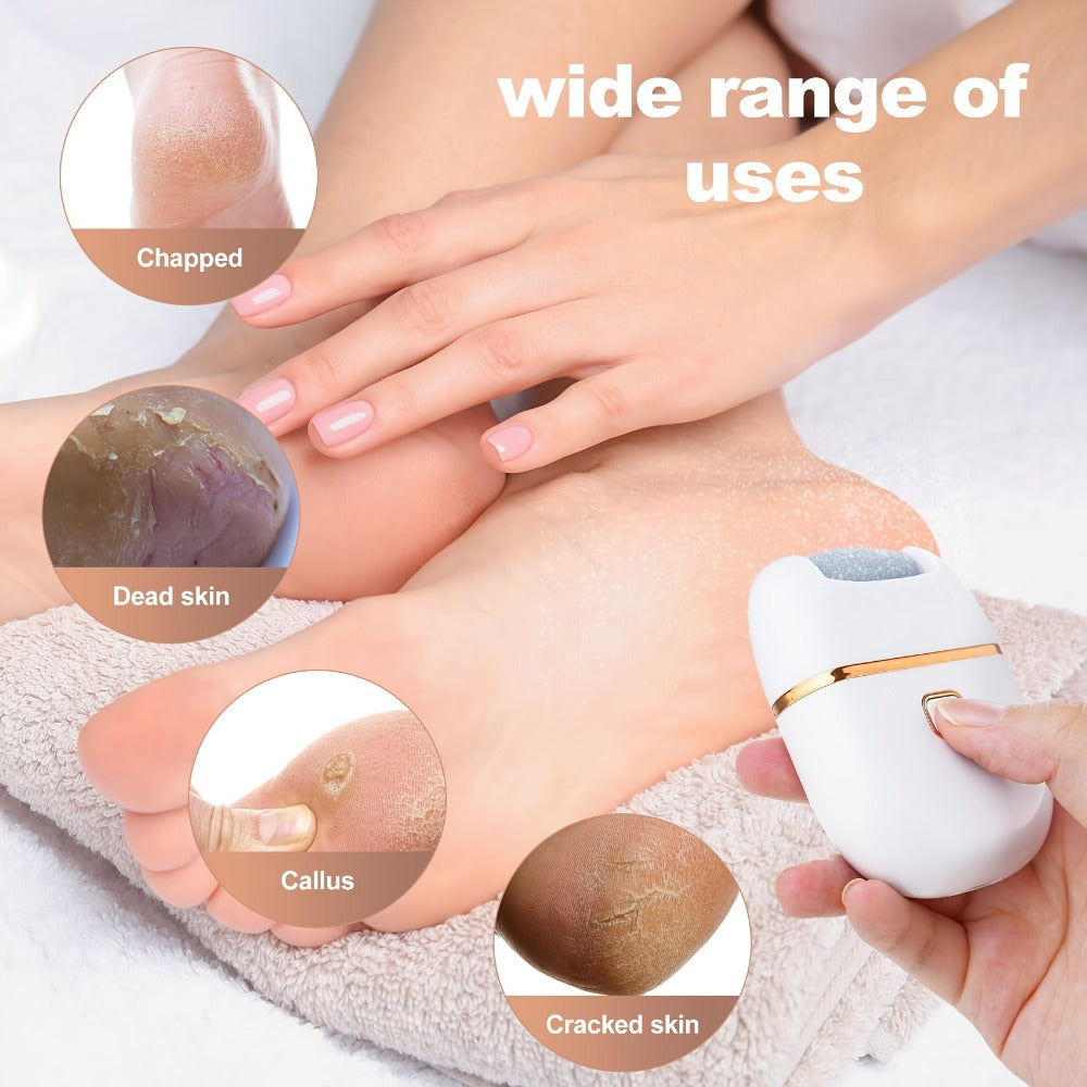 2Set 6Heads And 1Set 3Heads, Rechargeable Electric Foot Grinder for Cracked Heels & Removal - Thick Light Beige Polishing, 3Replacement Grinding Heads, 2Speed Settings, Portable And Easy to Use with USB Charging, IPX5