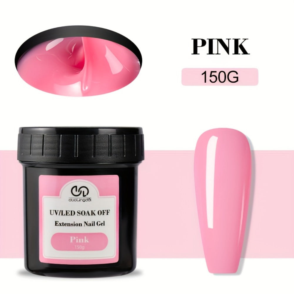 Builder Gel Nail Kit 150g - LED Nail Extension Gel for Apex Strengthening & Nail Art, Clear White Pink Nude Shades, Professional Manicure Set for Salon & Home DIY Use