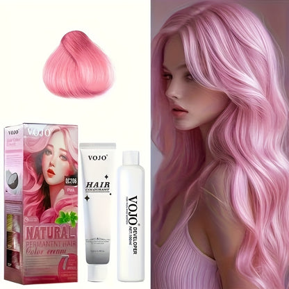 Hair Dye Kit Permanent Hair Color Cream with Developer & Applicator Tools - 12 Vibrant Shades Bleach Blonde Ash Grey Blue Brown Purple Pink Red Golden Black Long-Lasting At-Home Coloring Set