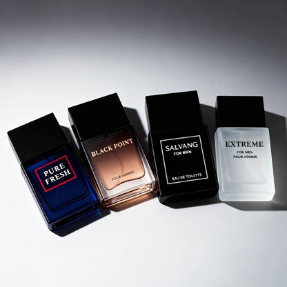 EDT Cologne Gift Set for Men 4 Piece Variety | 4 Different Scents Long Lasting Fragrance Mini Bottles 0.85oz Each | Holiday Birthday Dating Party Gift Box