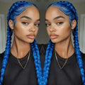 26 Inches Natural Black Synthetic Lace Front Wig High-Temperature Fiber Elegant Women's Braided Lace Front Wig, 13x4 Lace Front Wig with Hair, Versatile and Suitable for All 250 Density Rainbow