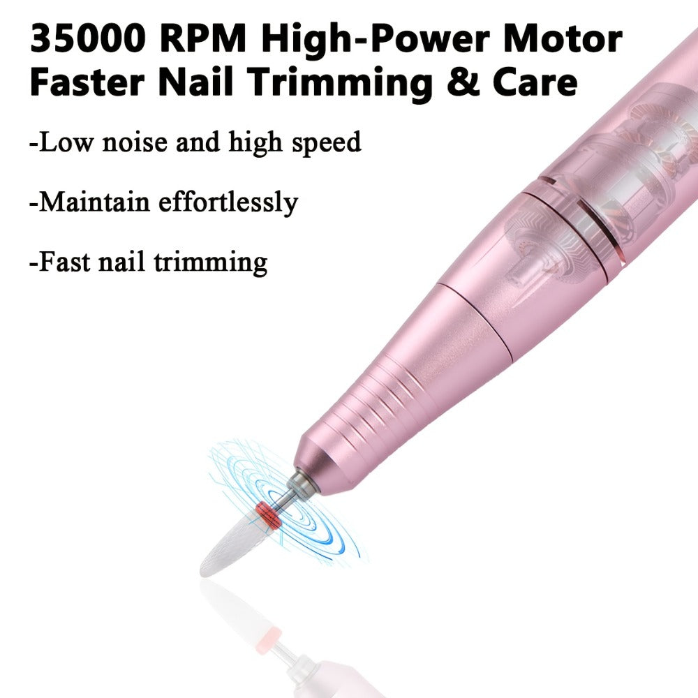 Professional 35, 000RPM Electric Nail Drill - Portable, Rechargeable, Low Noise, Suitable for Manicure And Pedicure - USB Powered, Gift for Mother's Day Gift