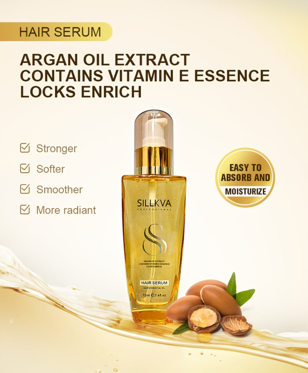 Moroccan Argan Hair Oil & Rose Scented Spray Set SILLKVA Revitalizing Penetrating Treatment Smooths Moisturizes Strengthens Hair Long-Lasting Fragrance for Women