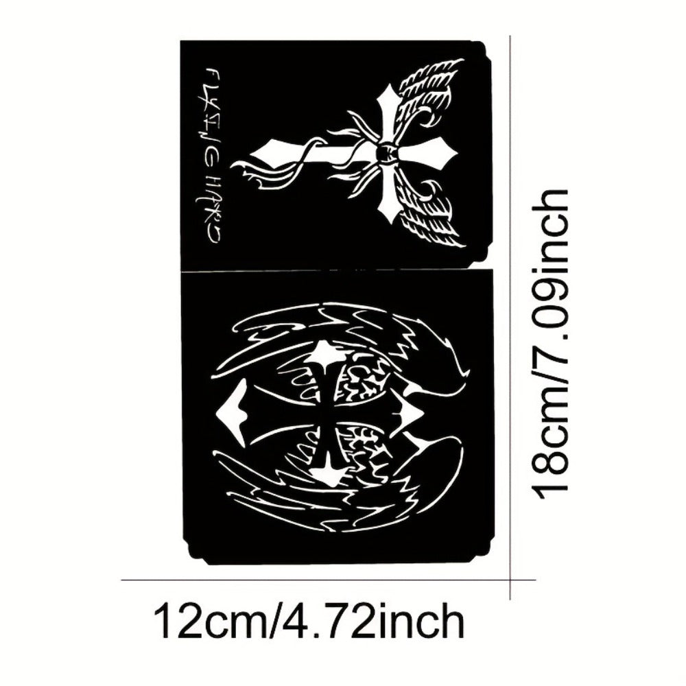 Tattoo Stencil Kit, Reusable Temporary Tattoos Stencils, Airbrush Tattoo Stencil Stickers, Whale Dolphin Cat Deer Wing Crown Creative Cross Moon And Sun Pattern, Tattoos Stencil for Adults And Beach Festivals Parties