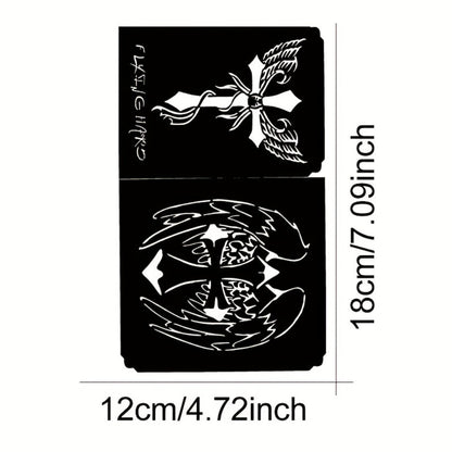 Tattoo Stencil Kit Reusable | Airbrush Temporary Tattoo Stencils for Adults & Kids | Whale Dolphin Cat Deer Wing Crown Cross Moon Sun Designs | Beach Festival Party Body Art Set