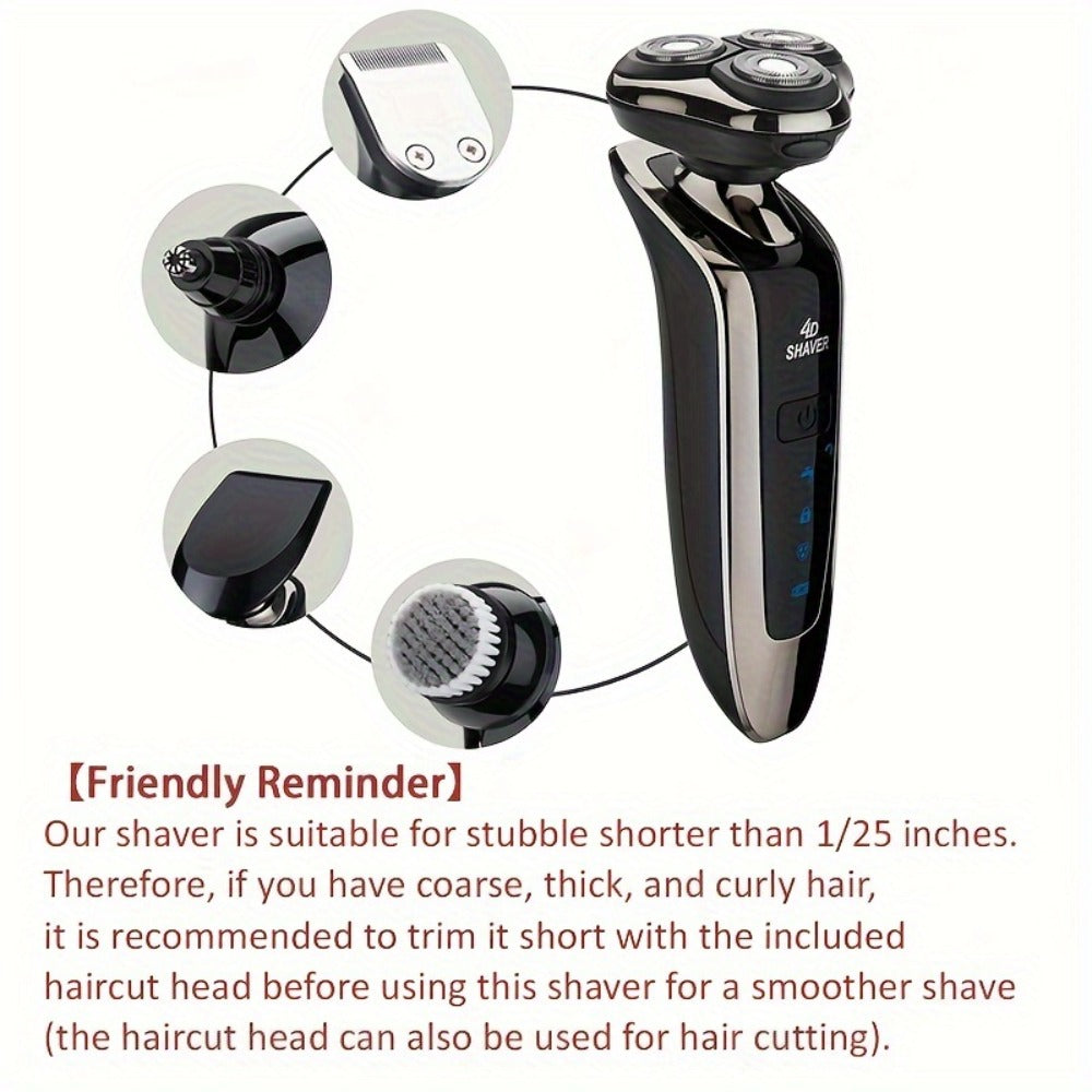 Electric Razor for Men 5-in-1 Rechargeable 3D Rotary Shaver Beard Trimmer Nose Hair Trimmer Facial Cleaning Brush Grooming Kit Gift for Dad Husband Boyfriend